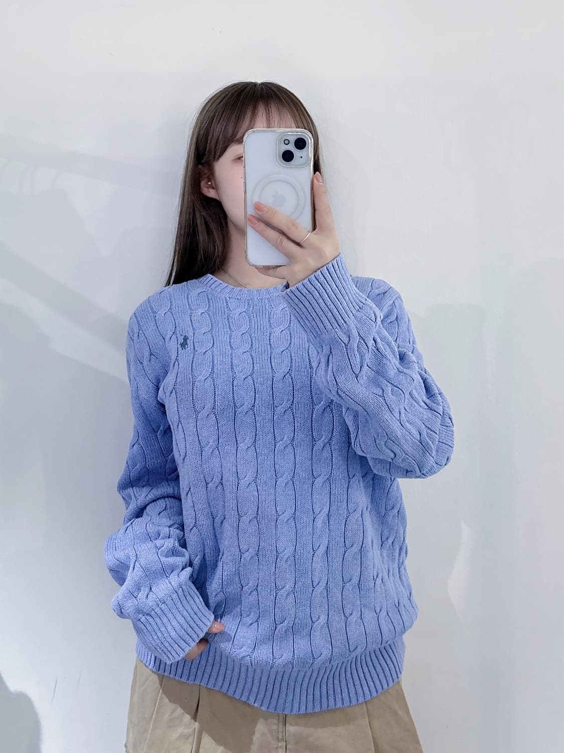 폴로랄프로렌 그린포니 베이비블루 케이블 니트 상품이미지2