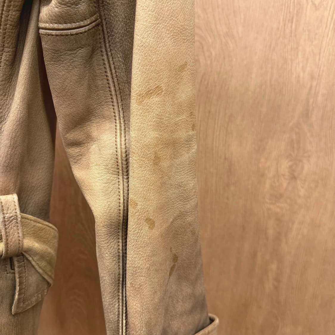 랄프로렌 디어스킨 레더 하프 코트 시어링 퍼 숄 카라 벨트 디테일 브라운 상품이미지8