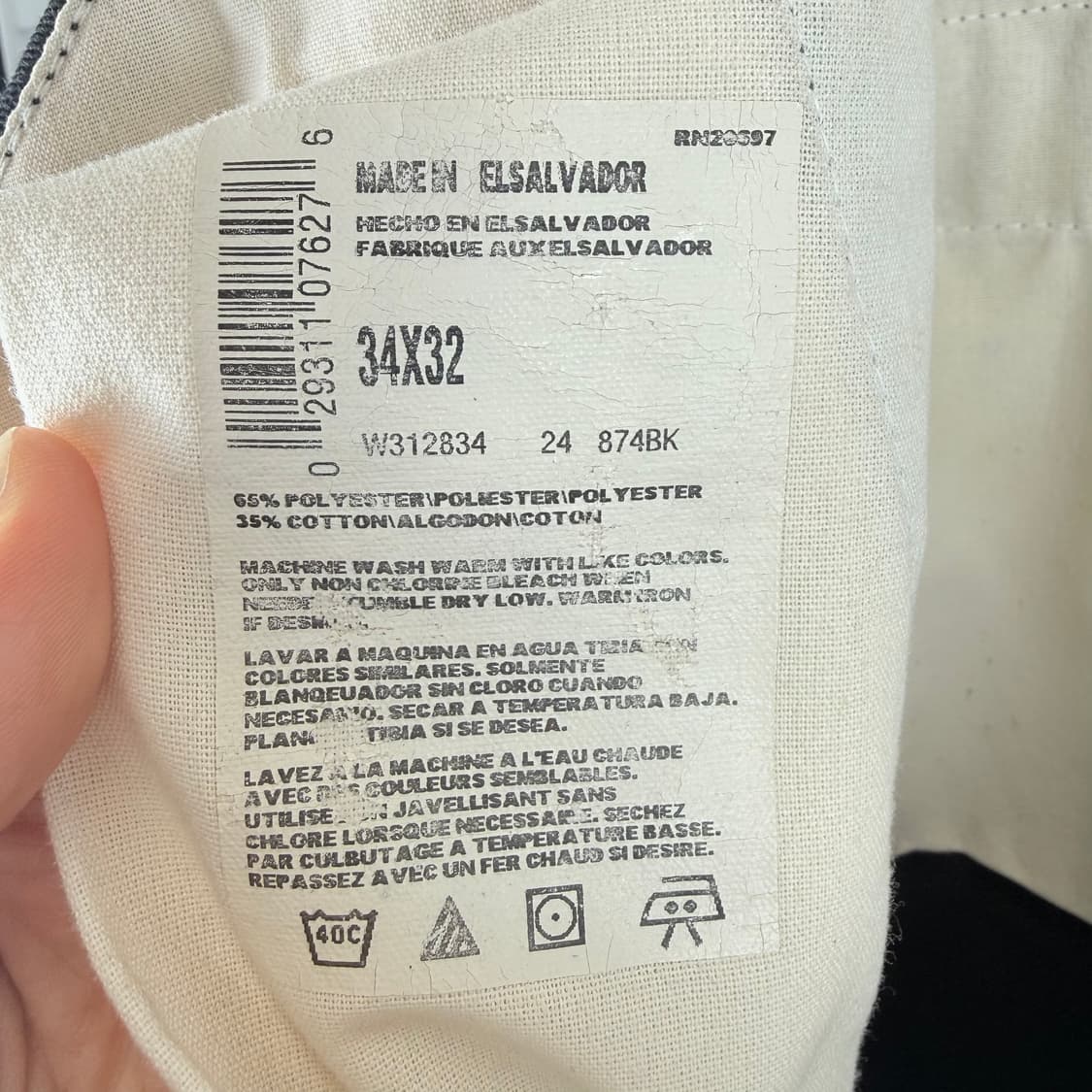 (34/32) 디키즈 핀턱 874 워크팬츠 블랙 상품이미지4