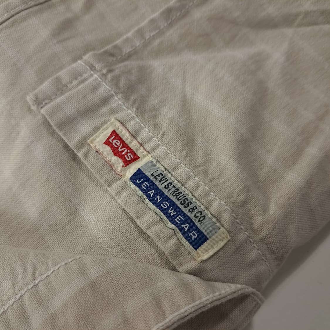 CK196 XL 리바이스 90s 화이트탭 베이지 스트라이프 셔츠 남방 상품이미지7