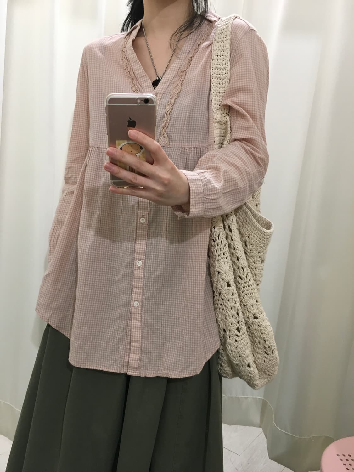 Check v neck lace blouse 상품이미지7