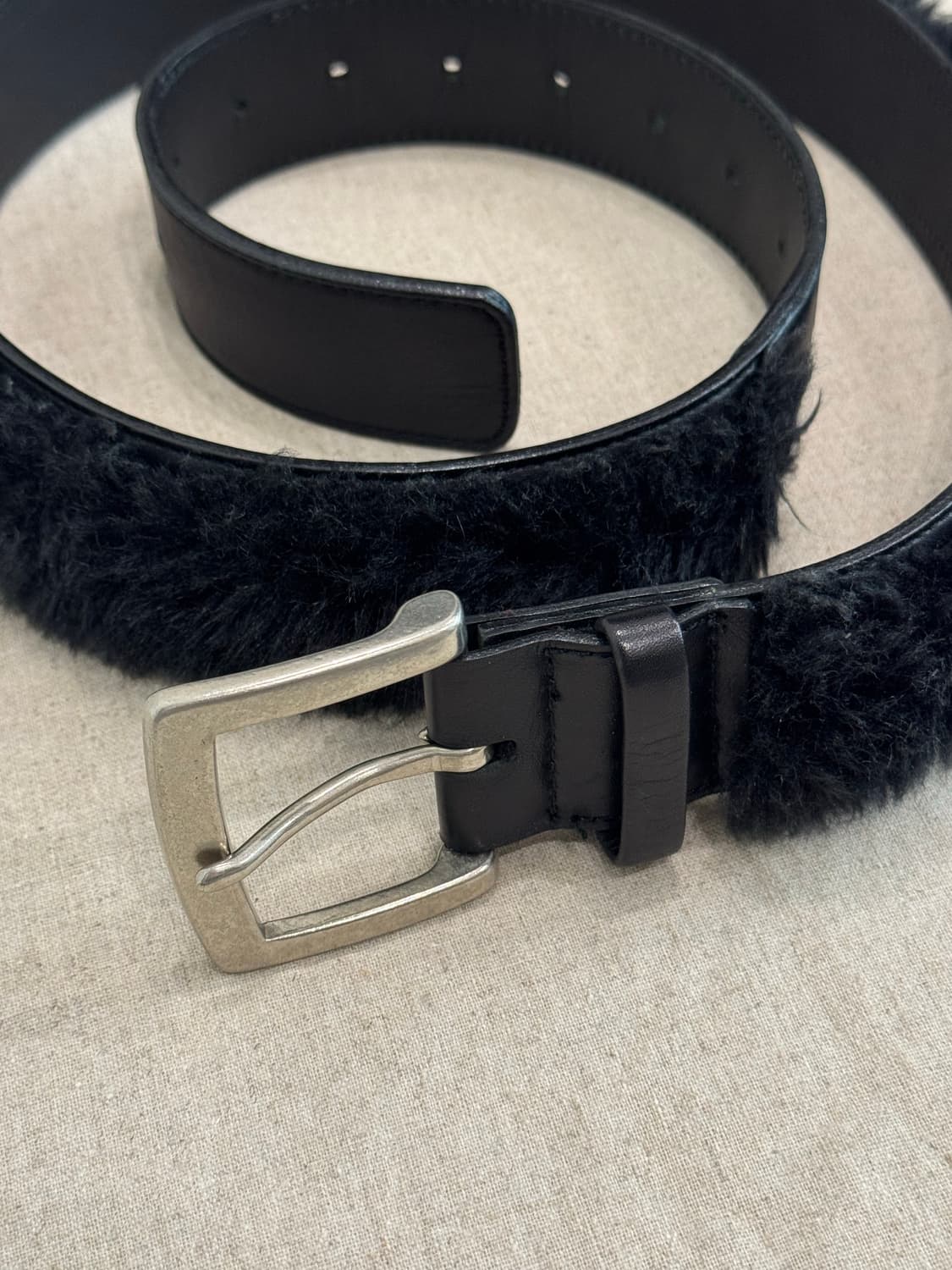 요지야마모토 퍼 레더 벨트 상품이미지3