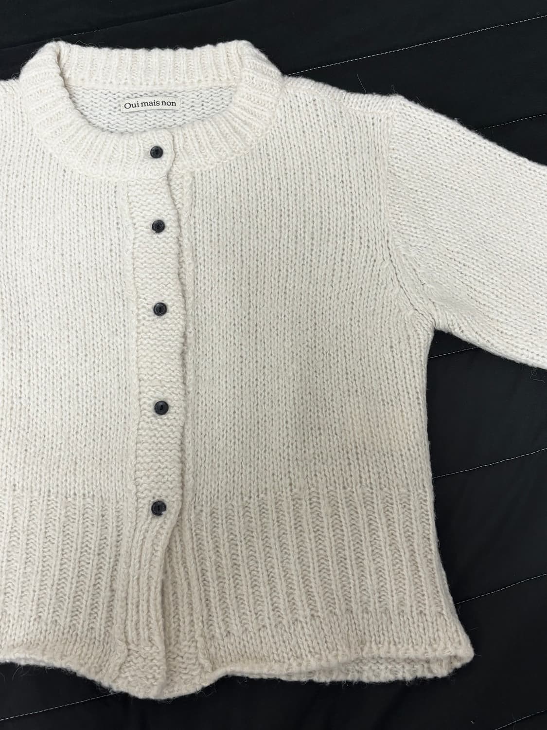 위메농 백스트링 알파카 가디건 아이보리 상품이미지7