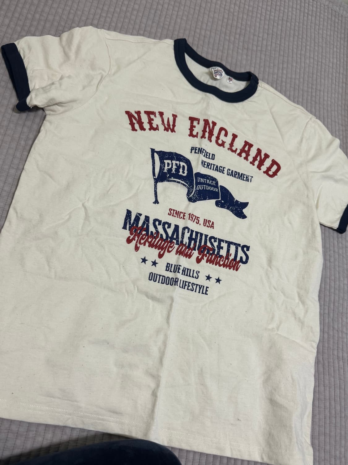 펜필드 뉴잉글랜드 빈티지 그래픽 링거 반팔티 아이보리_FR2KT04U 상품이미지2
