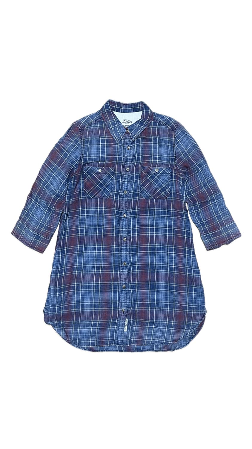 레드 블루 체크 7부 원피스 상품이미지1