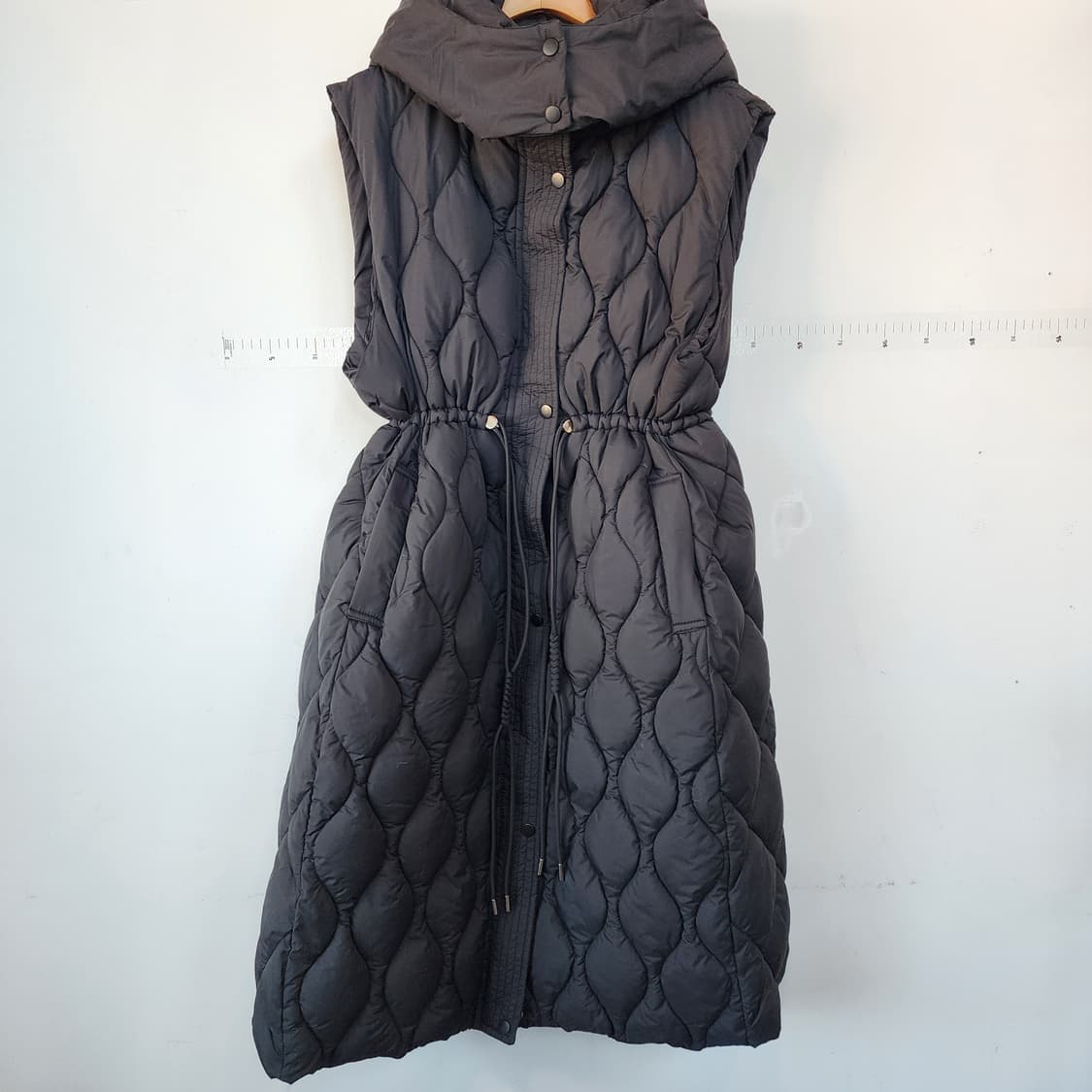 탱커스 누빔 후드 롱 조끼 블랙 패딩 상품이미지1