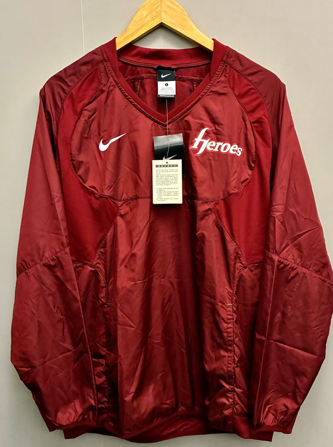 (L)나이키 키움 넥센 히어로즈 바람막이 웜업 자켓 버건디 상품이미지1