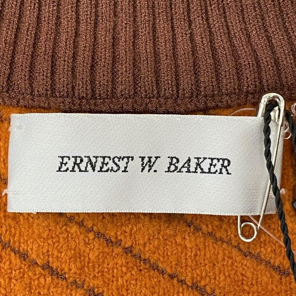 ERNEST W. BAKER 브라운 자카드 집업니트 스웨터 50 상품이미지6