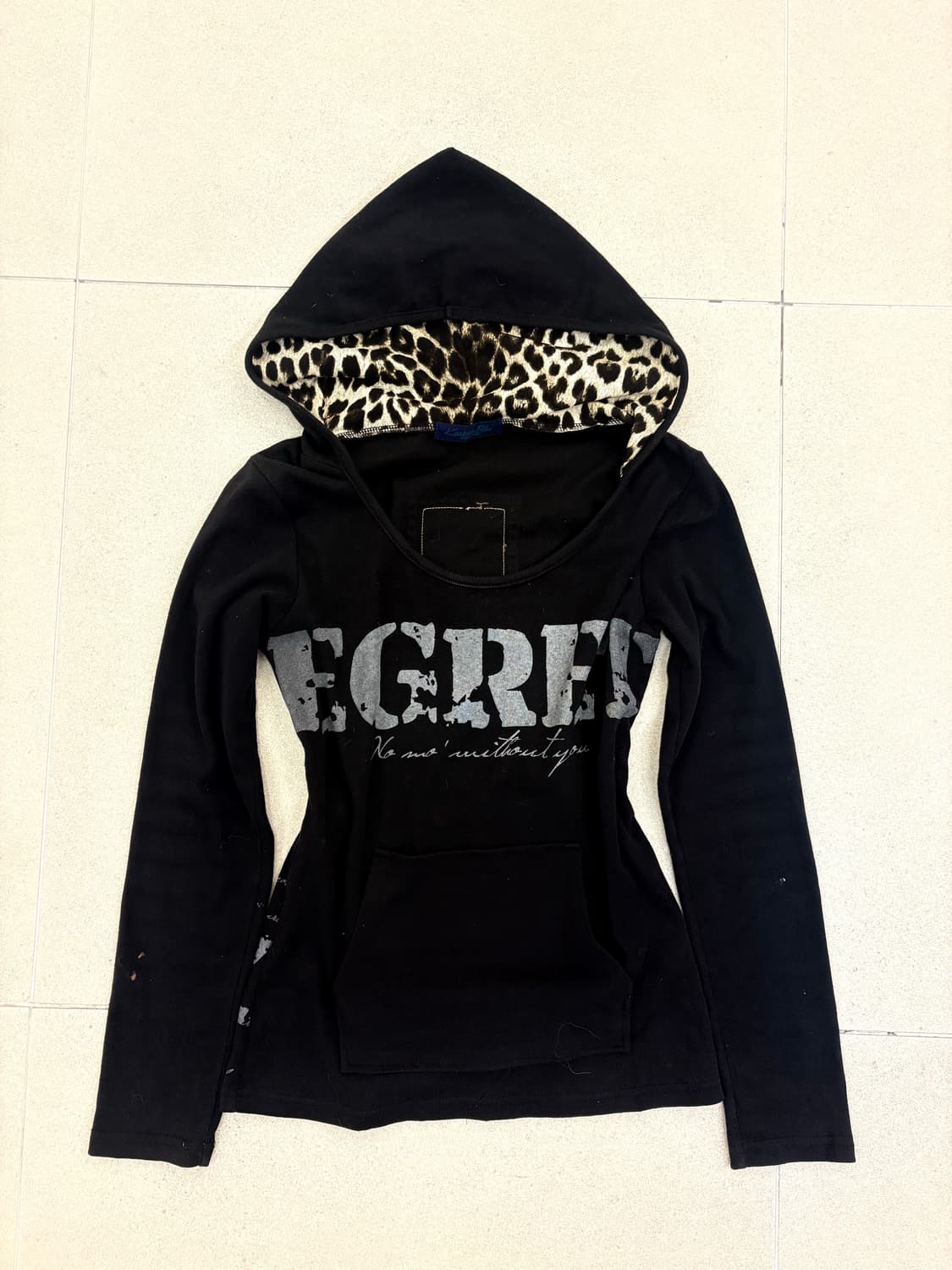 레오파드 큐빅 십자가 후드티 상품이미지2