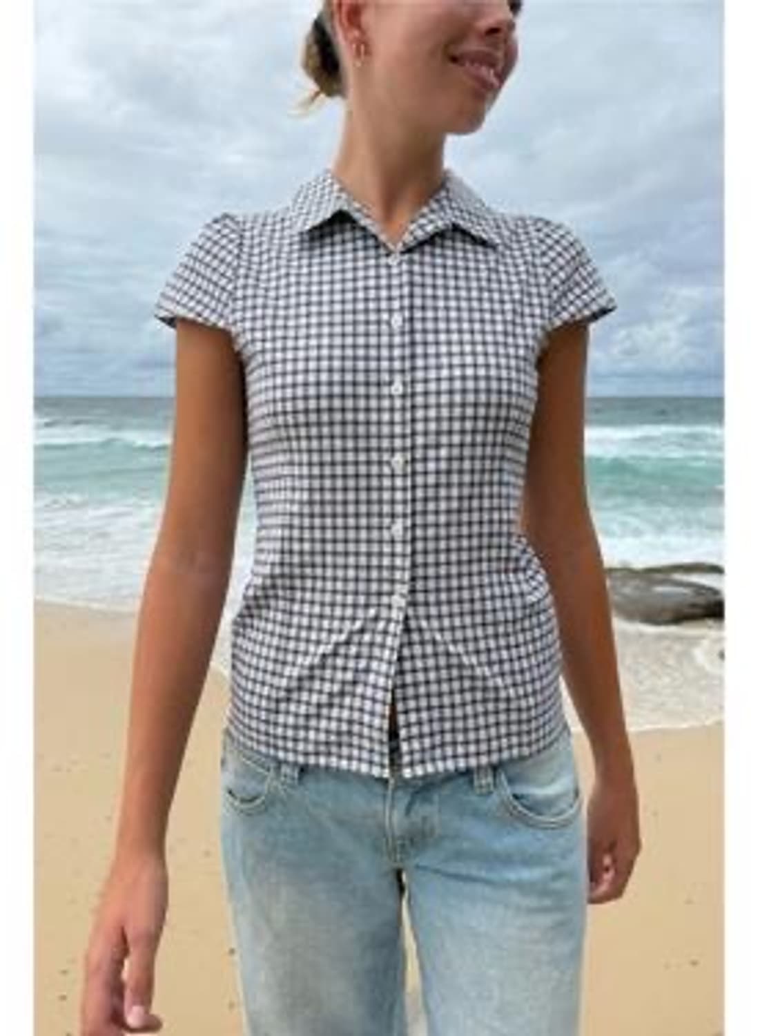 브랜디멜빌 체크무늬 반팔 셔츠 상품이미지2