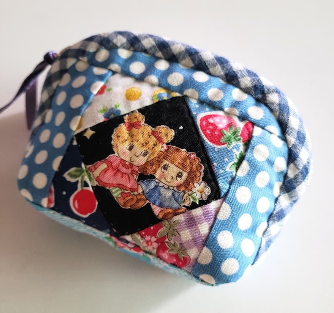 블루롤리앤캘리퀼트동전지갑/핸드메이드/퀼트지갑/이어폰지갑/크리스마스선물 상품이미지3
