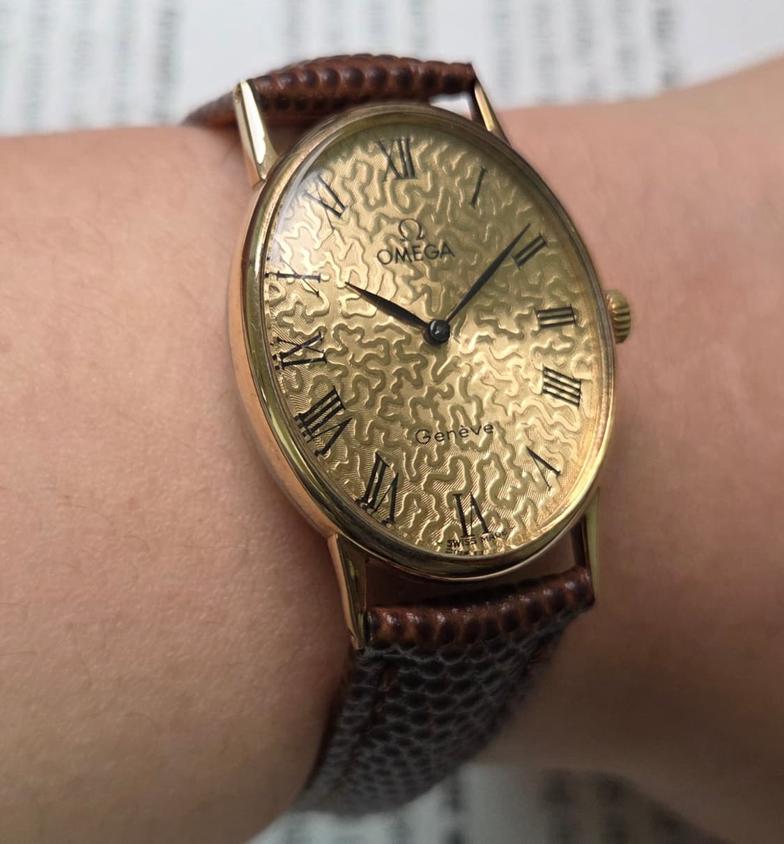 레어] 빈티지 오메가 제네브 엘립스 지진판(플라워판) 금장 수동 메커니컬 상품이미지10