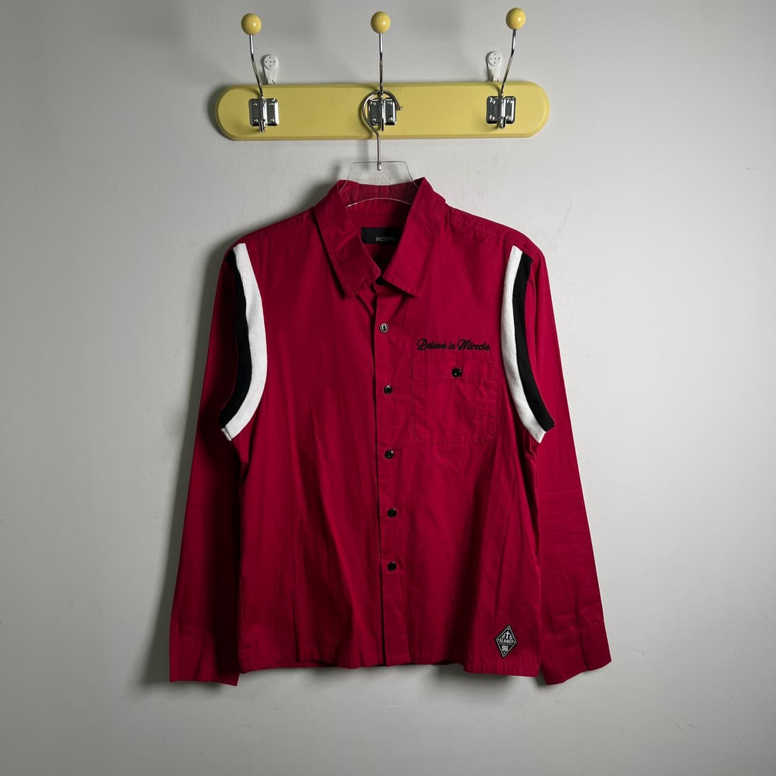 jpn vtg 빈티지 레드 스컬 자수 워크 셔츠 L 상품이미지2