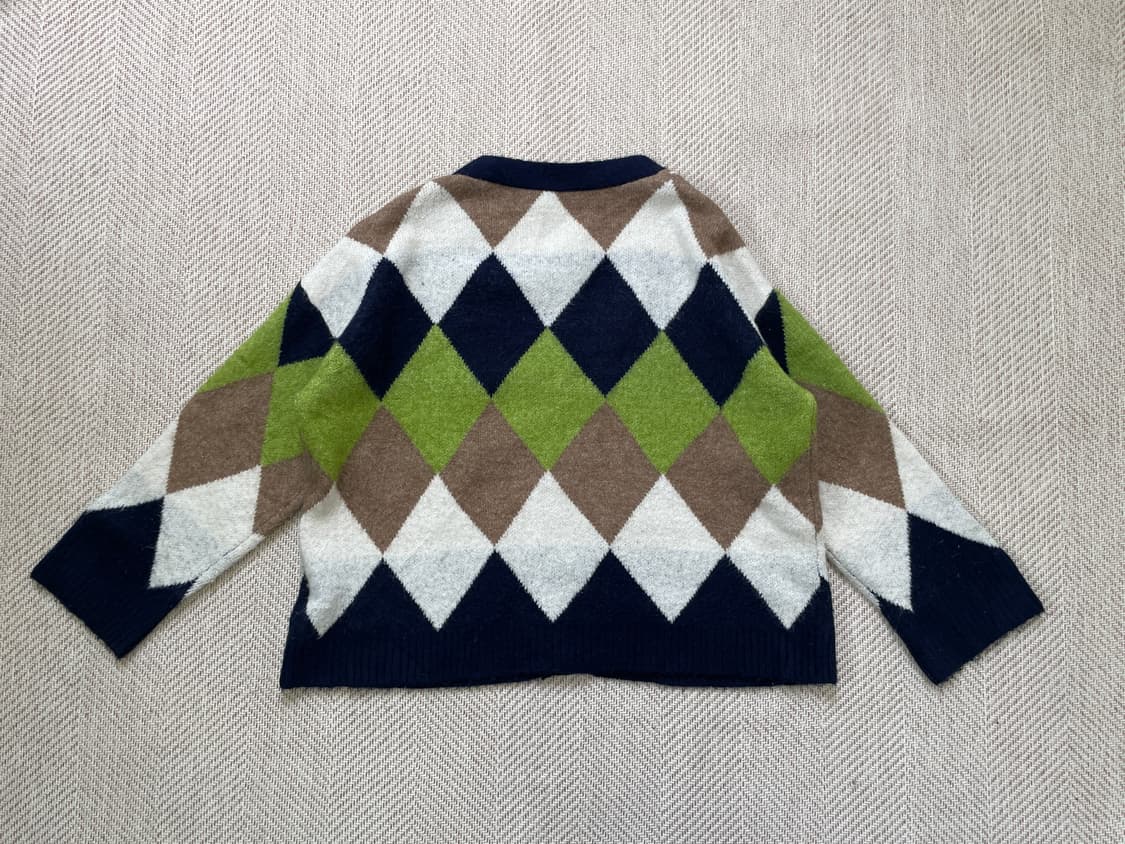 빈티지 멀티컬러 아가일 니트 가디건 상품이미지4