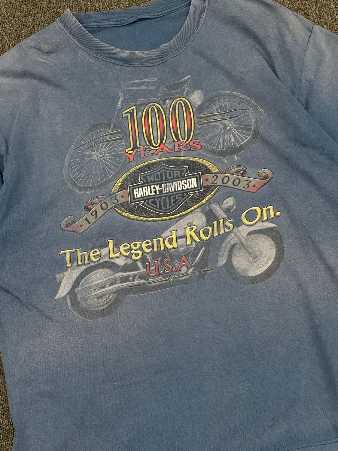 OS)할리데이비슨 빈티지 100주년 프린팅 반팔 상품이미지2