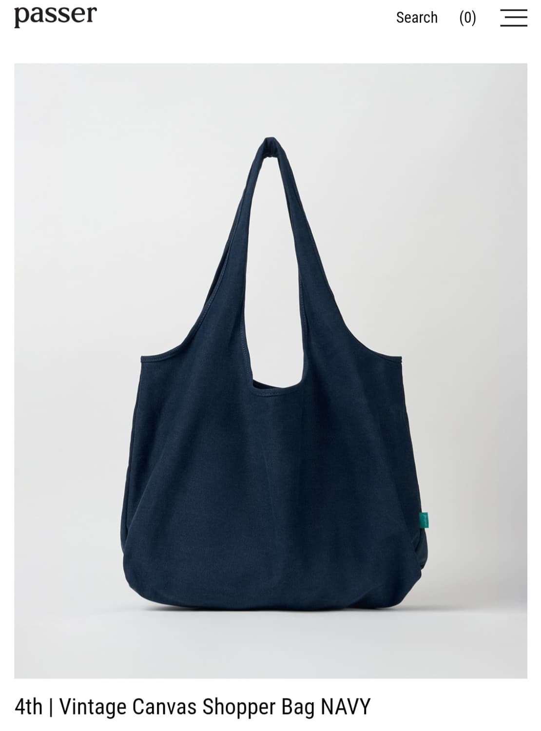 passer 빈티지 캔버스 쇼퍼백(네이비) 상품이미지1
