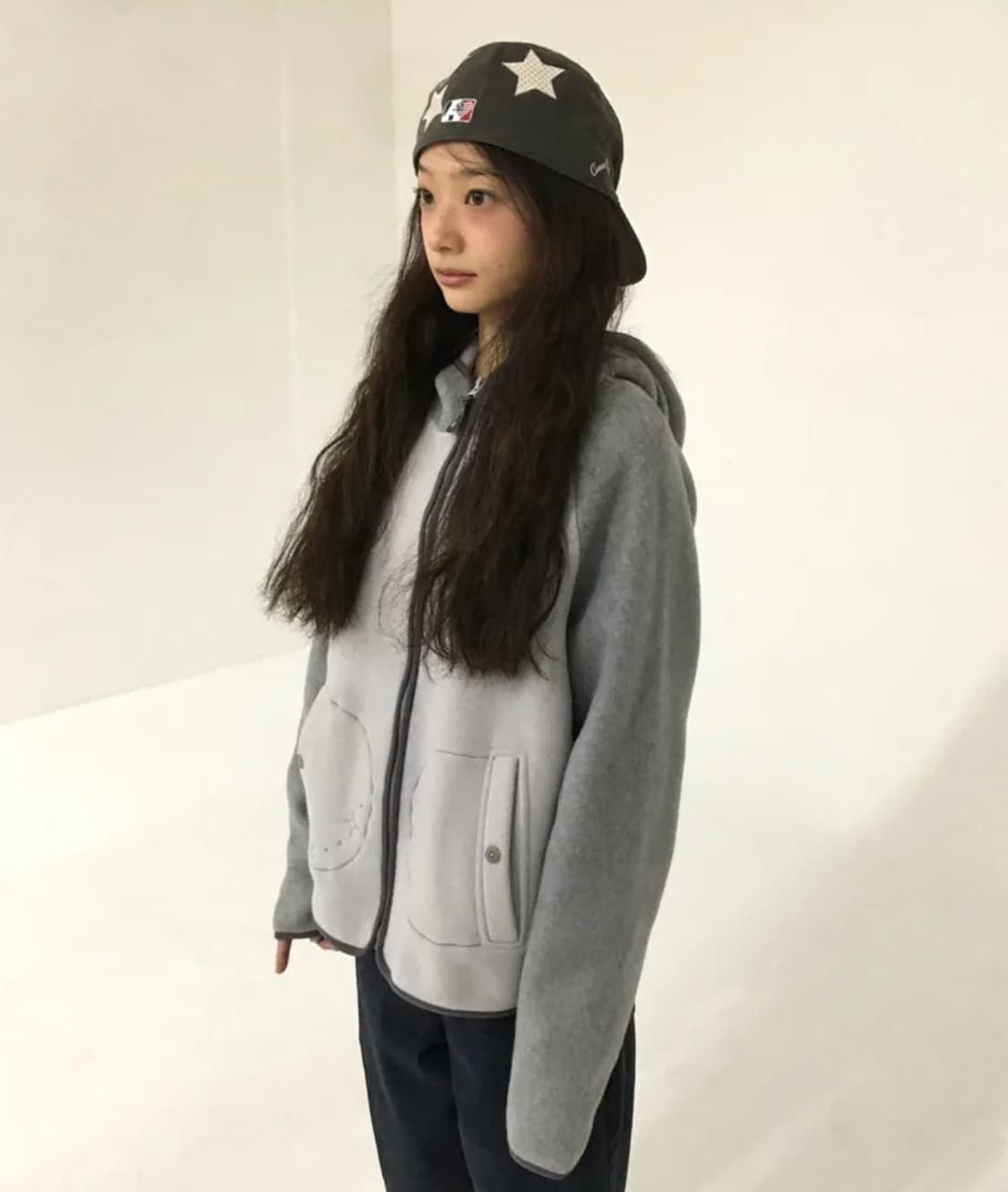 STELLA FLEECE ZIP UP HOODIE [GREY] 상품이미지1