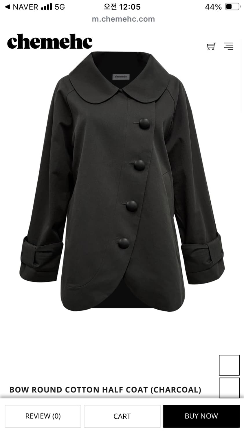 체메씨 BOW ROUND COTTON HALF COAT 하프코트 차콜 상품이미지2