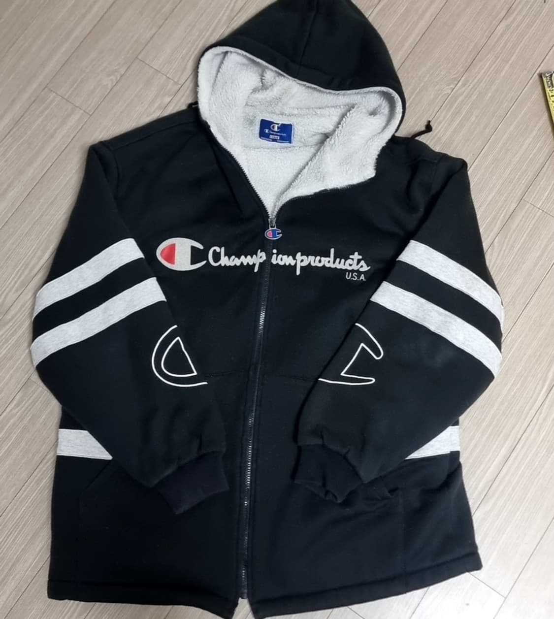 일본제 빈티지 챔피온usa 후드 롱 집업 블랙(100-105) 상품이미지1