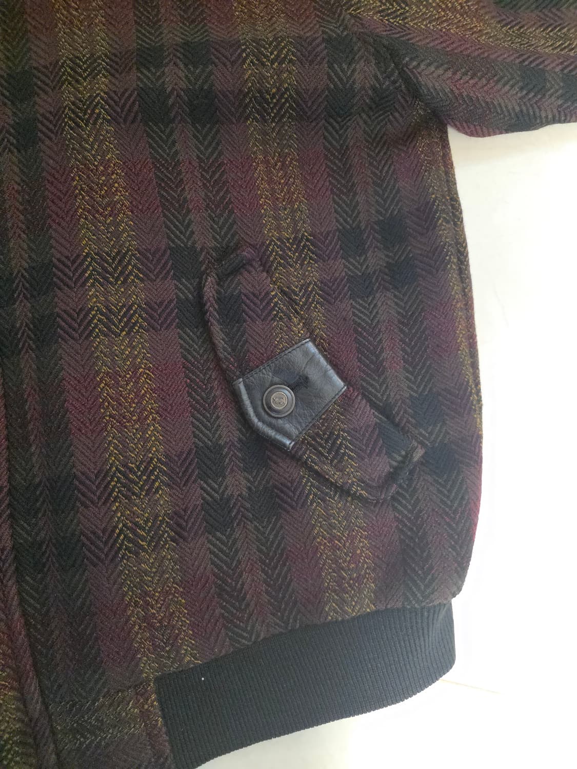 빈티지 입생로랑 소가죽 울 체크 블루종 자켓 L 상품이미지4