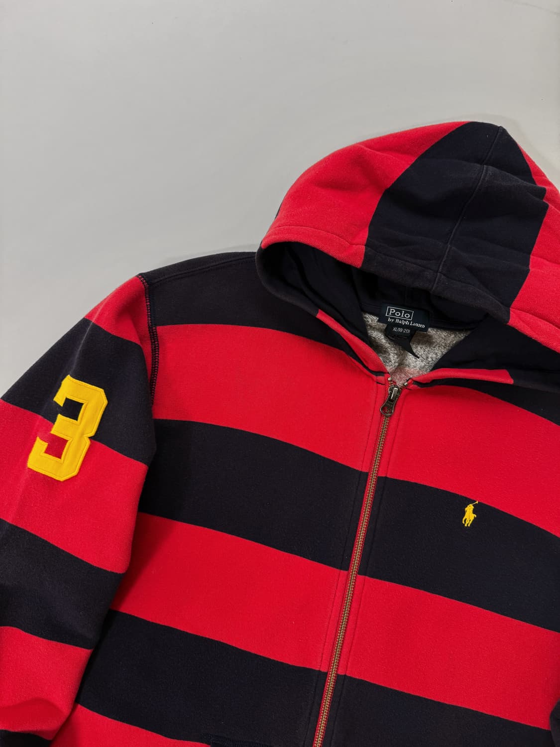 폴로 랄프로렌 00‘s 루즈핏 네이비 레드 배색 스웻 후드집업 상품이미지2