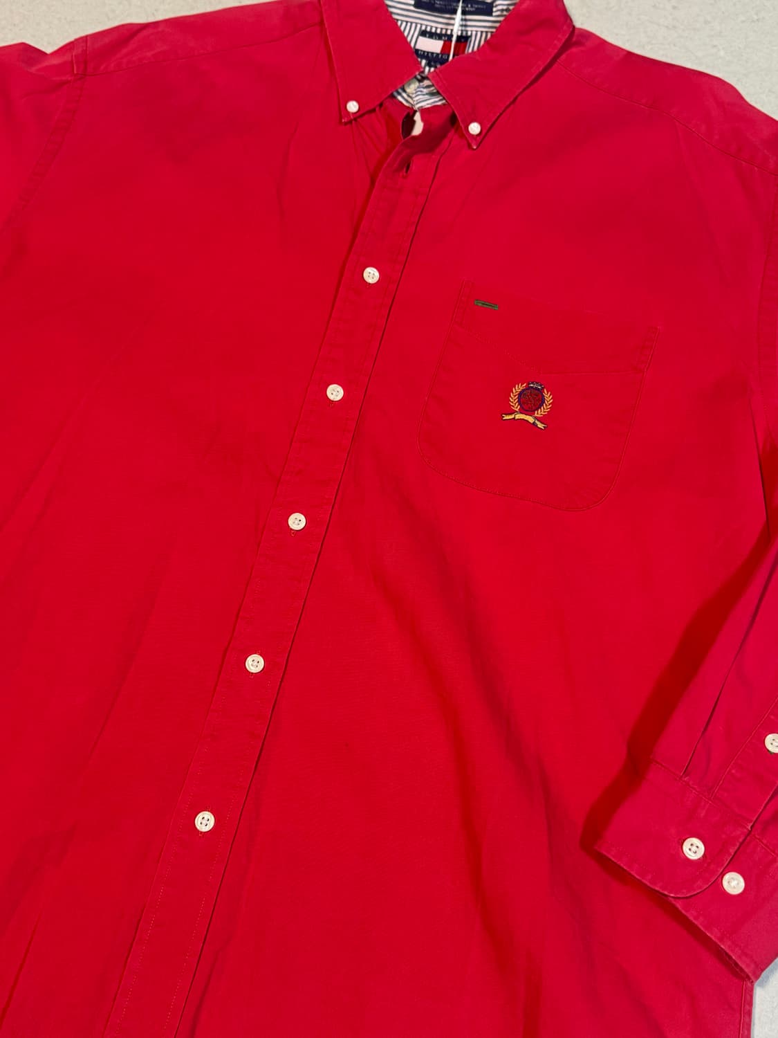 타미힐피거 자수로고 셔츠 레드 L 상품이미지3