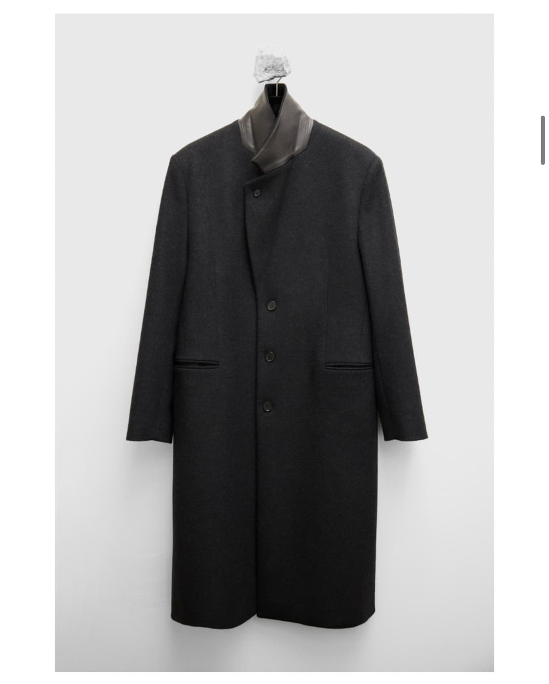 유스 레더 트림 체스터필드 코트 차콜그레이 M 상품이미지3