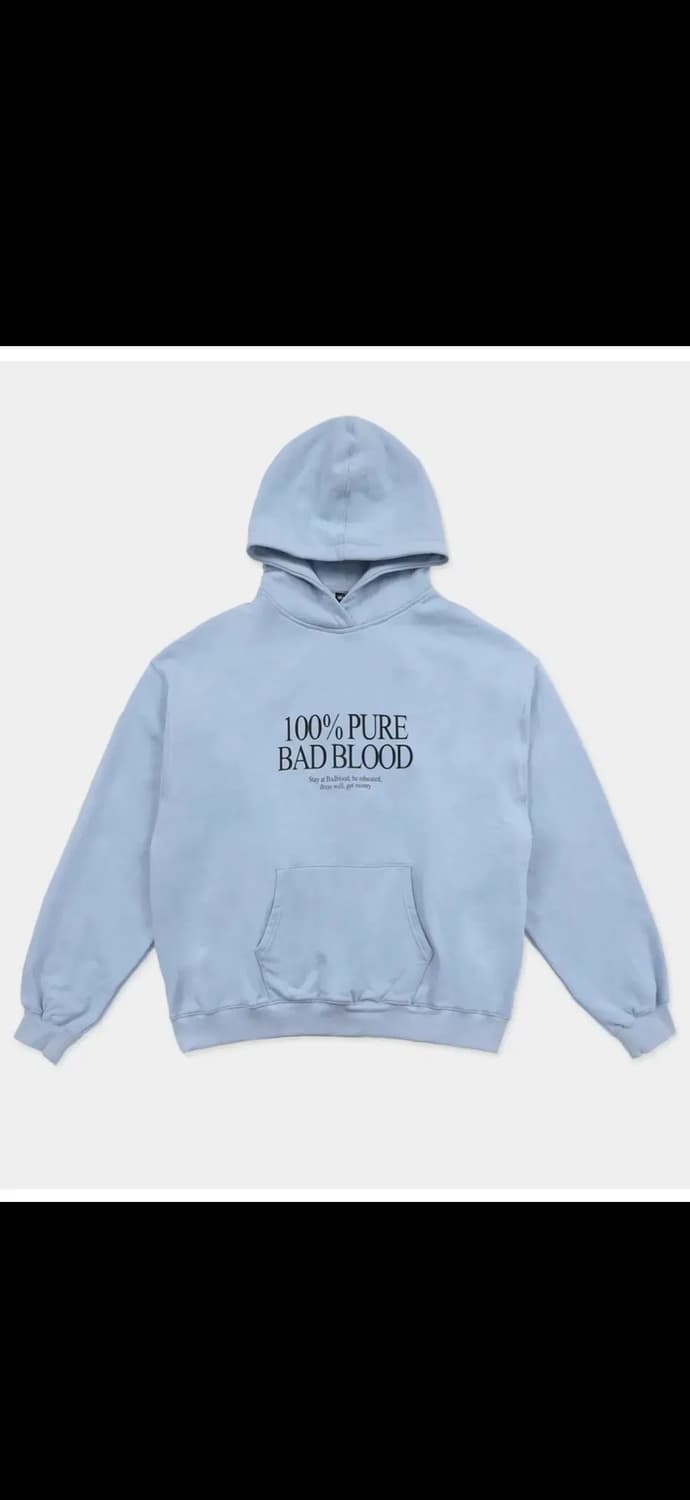[새상품]배드블러드 pure 후드 라지핏 - 라이트블루 M 상품이미지4