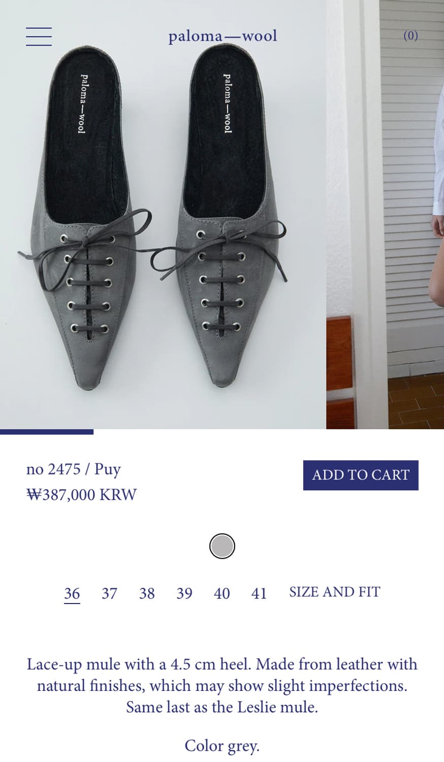 36,37/ Paloma wool 팔로마울 puy 레이스업 뮬 상품이미지5
