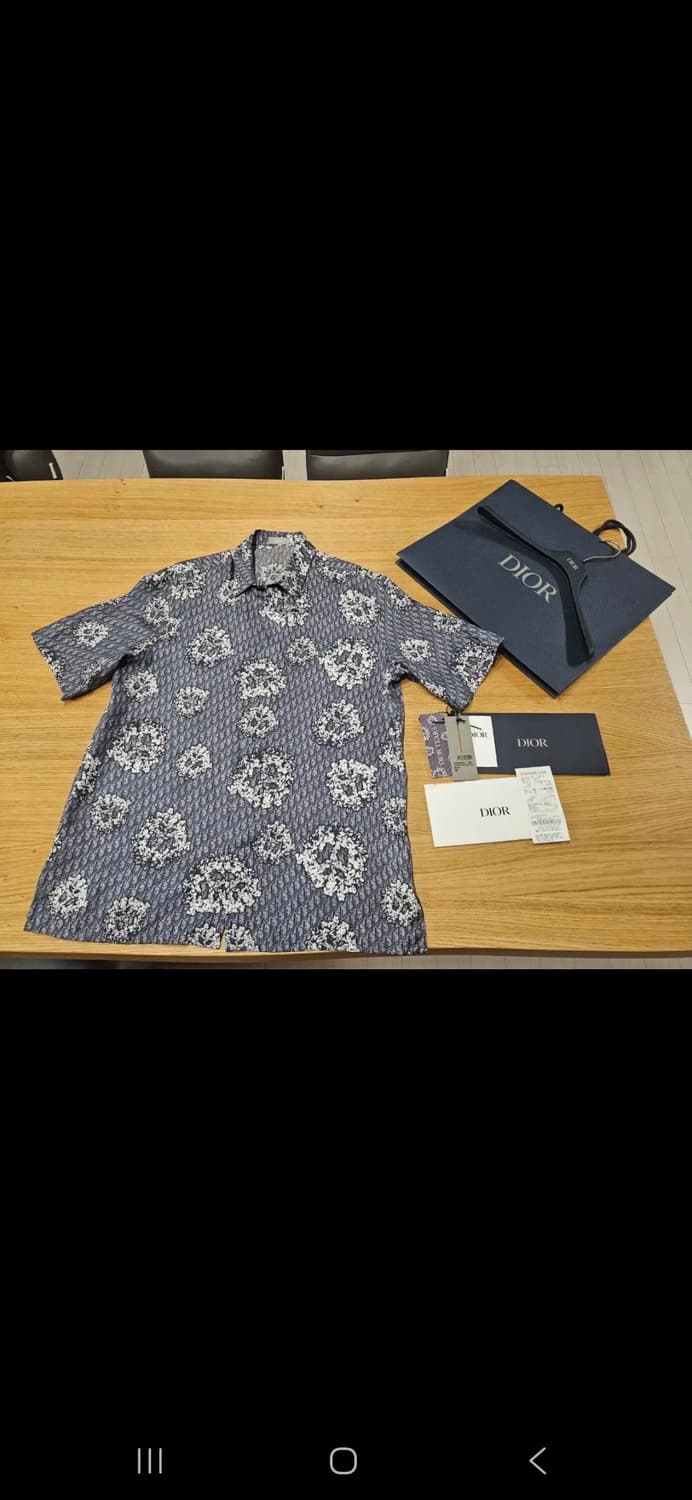 디올 x 데님 티어스 디올 티어스 실크 반팔셔츠 38 상품이미지1