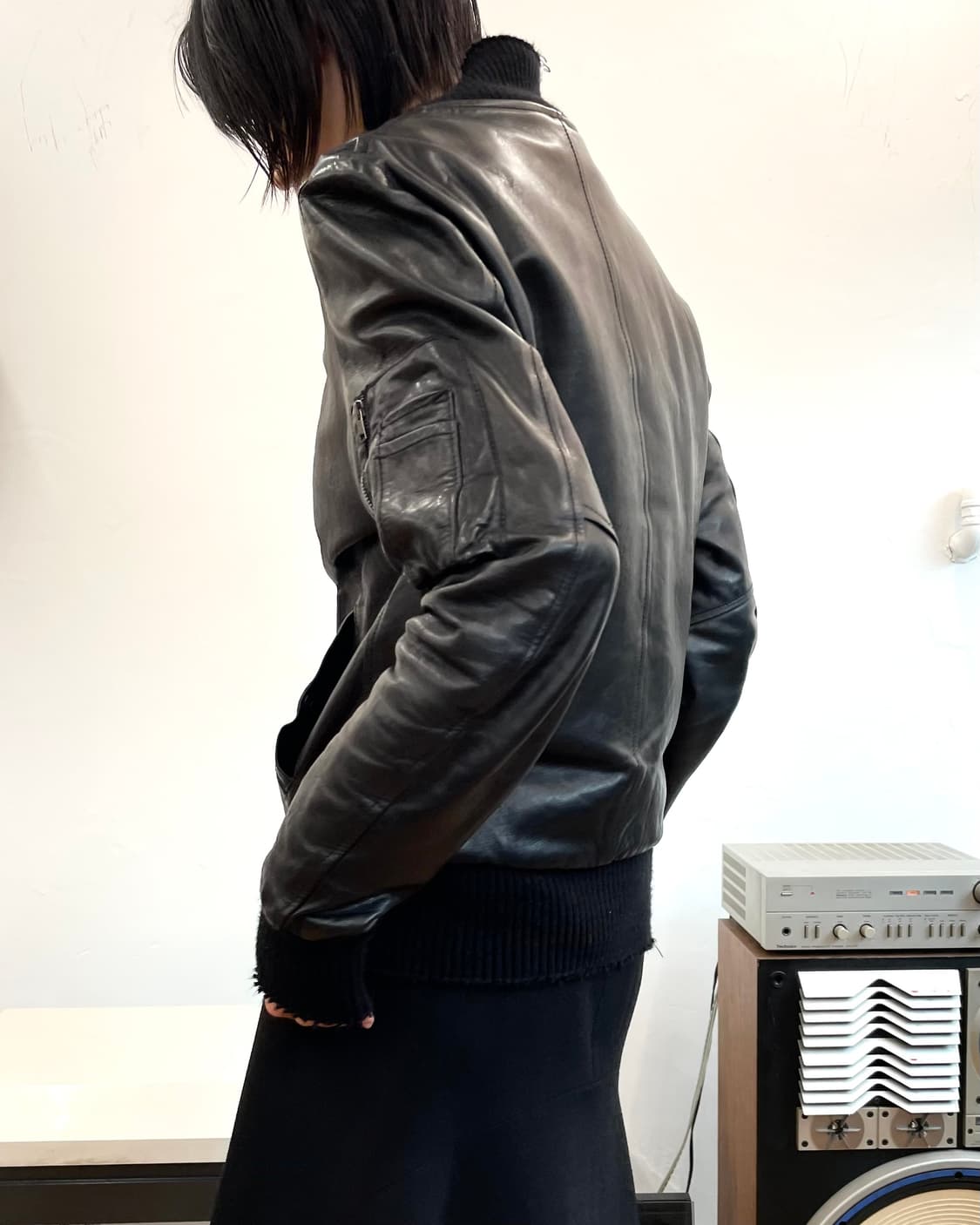 [44] 조르지오브라토 디스트레스드 레더 봄버 자켓 상품이미지2