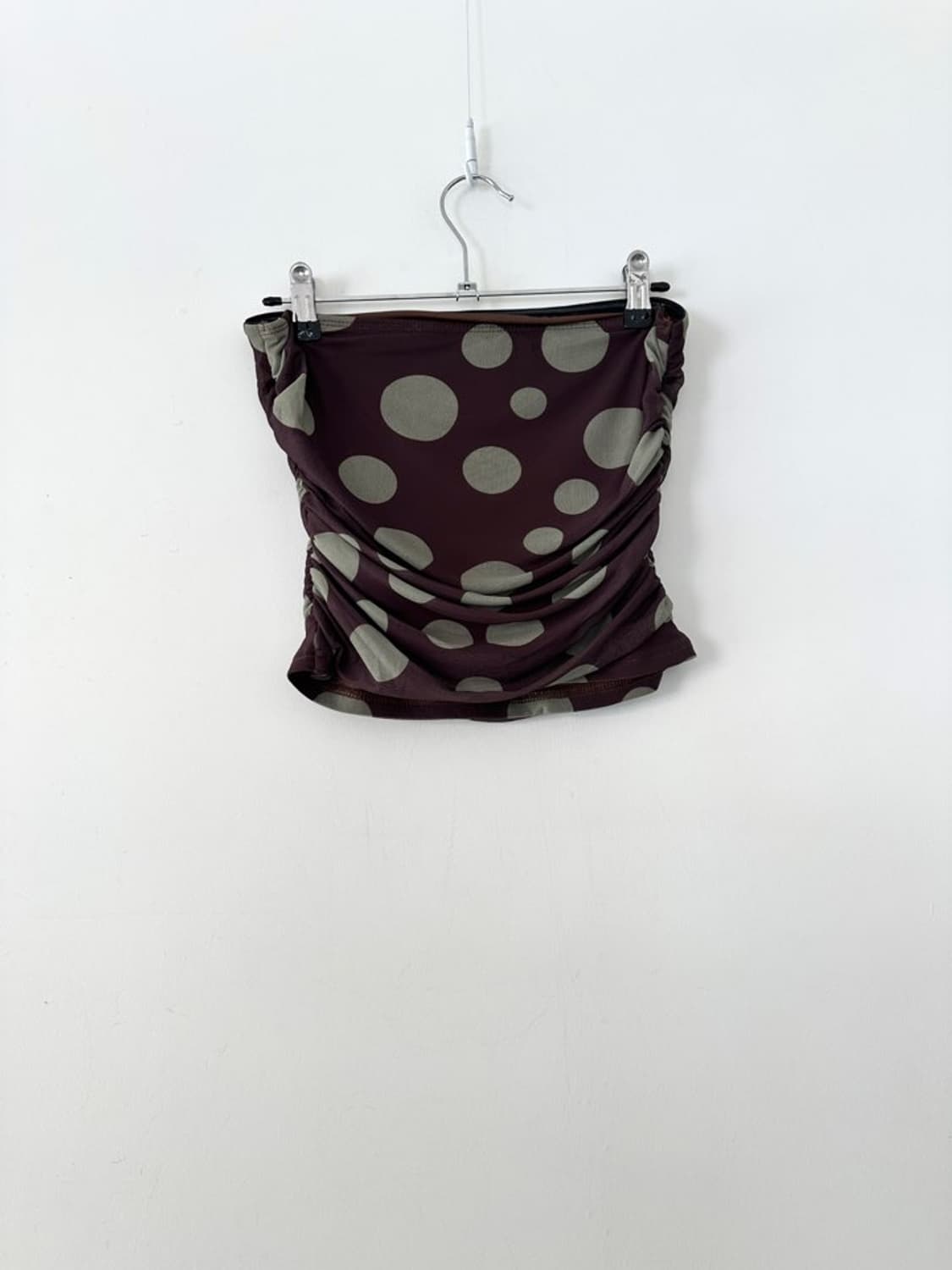 Dot tencel tube top / green & brown 상품이미지3