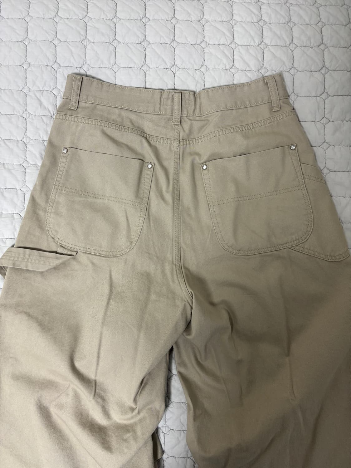 [2] 9999아카이브 쥬얼리 리벳 더블니 팬츠 베이지 상품이미지6