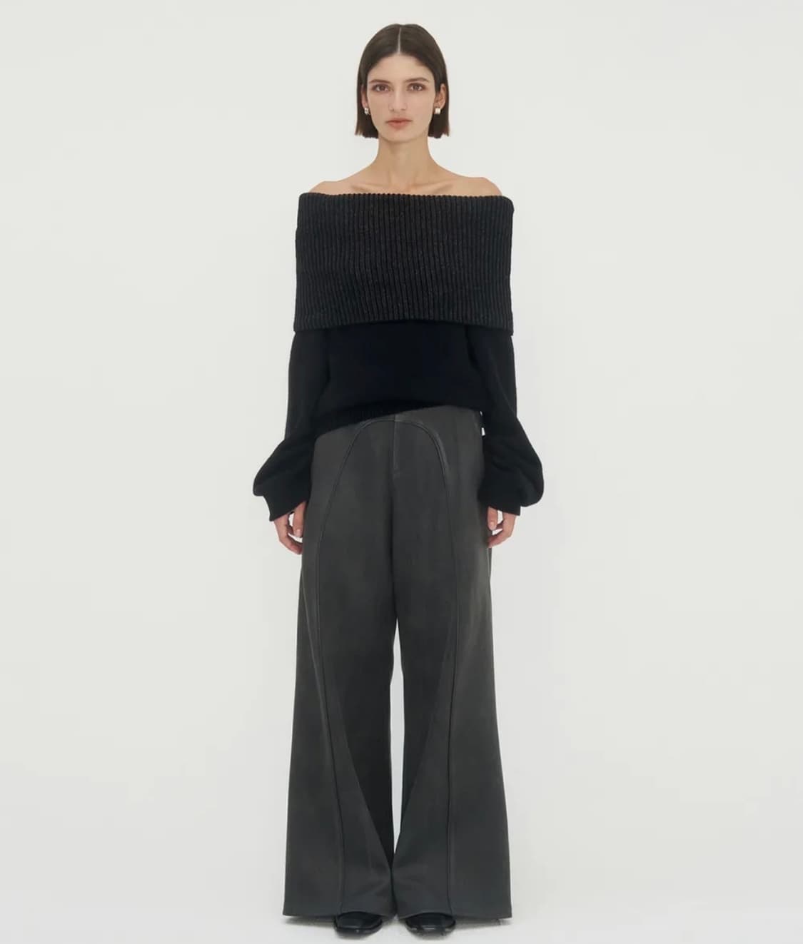 트리밍버드 오프숄더 니트 ribbed open shoulder knit 상품이미지2