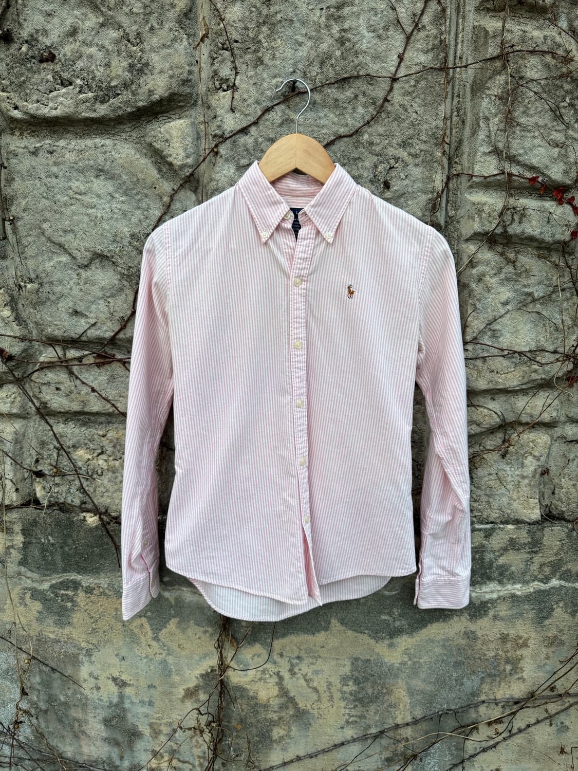 폴로 랄프로렌 빈티지 옥스포드 스트라이프 셔츠 핑크 슬림핏 우먼 여성 상품이미지1