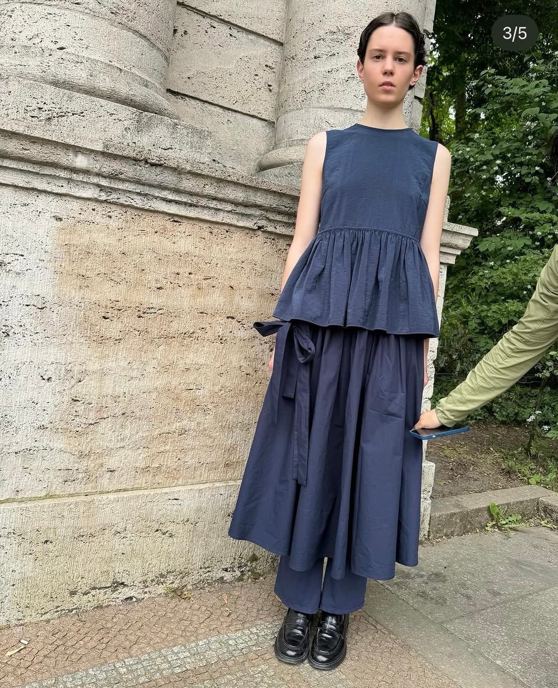 Doble Strap Ribbon Skirt (Navy) 상품이미지2