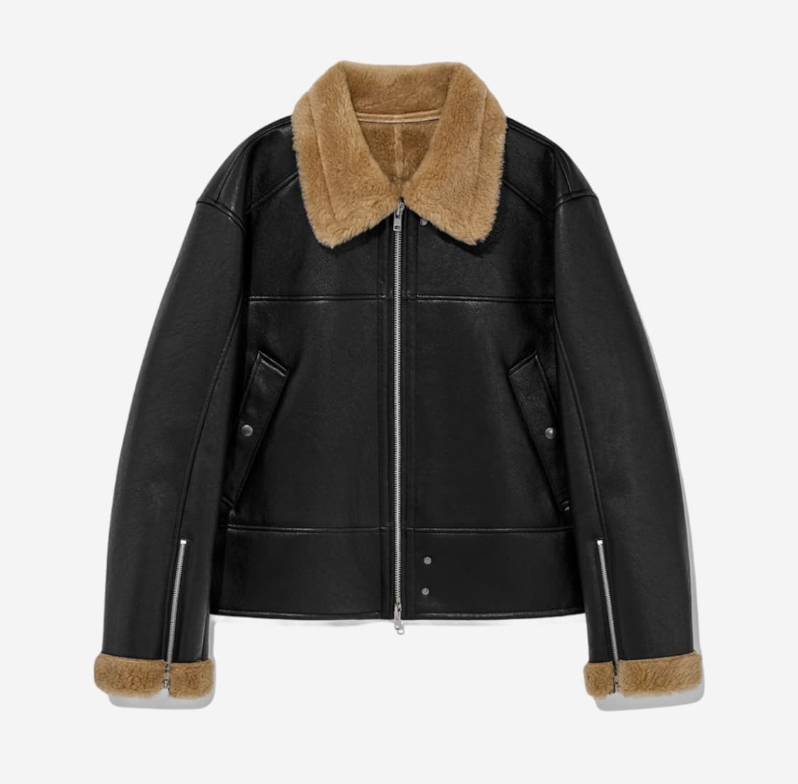 알렌느 / 3d 시어링 크롭 무스탕 자켓 골드 / 2 상품이미지1