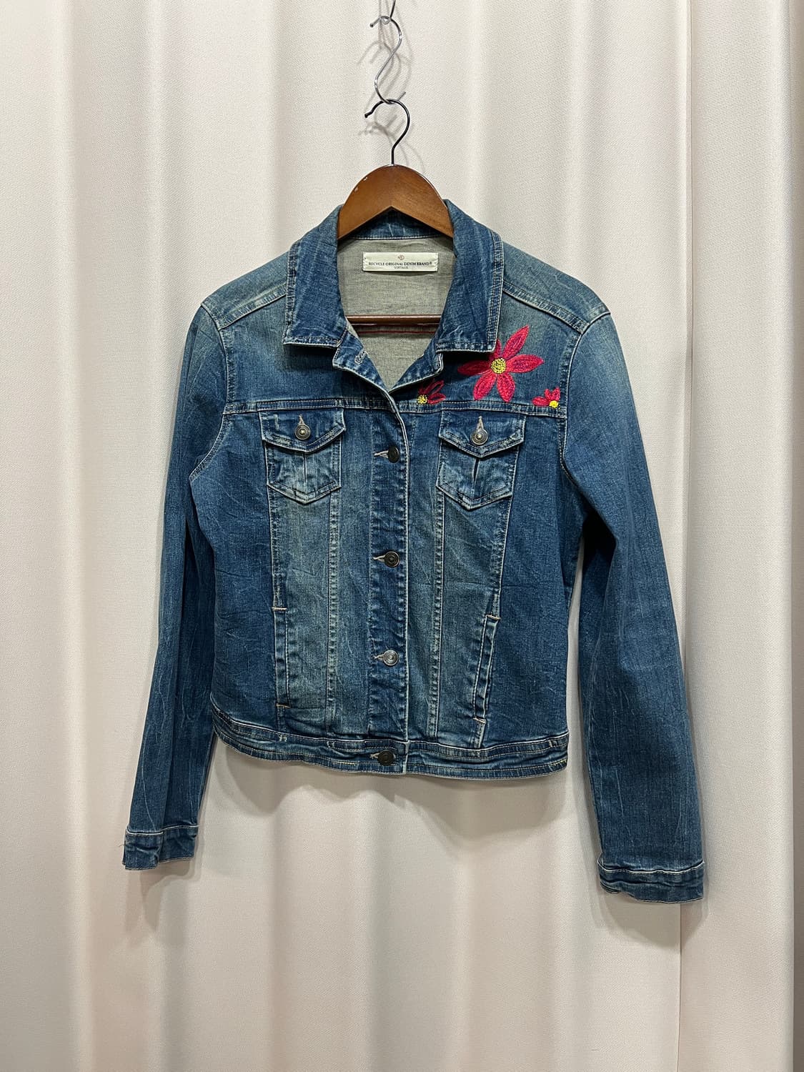 리사이클 오리지널데님 플라워 자수 데님 트러커 자켓 상품이미지2