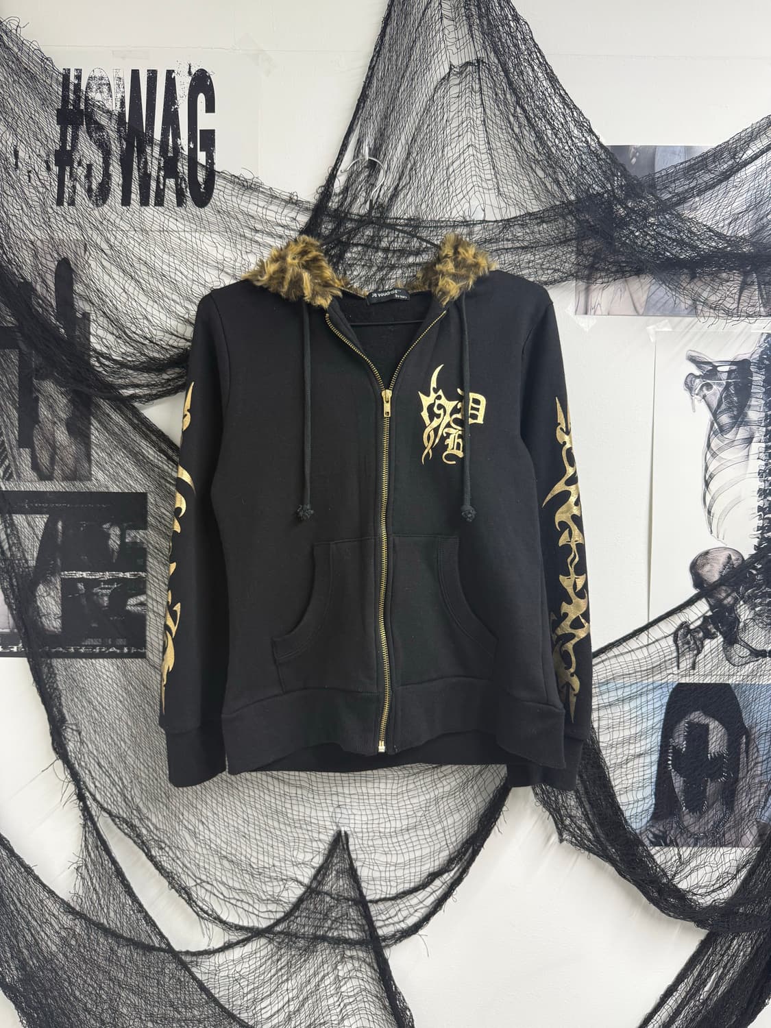 00s punk wing printing hood zip up 상품이미지2