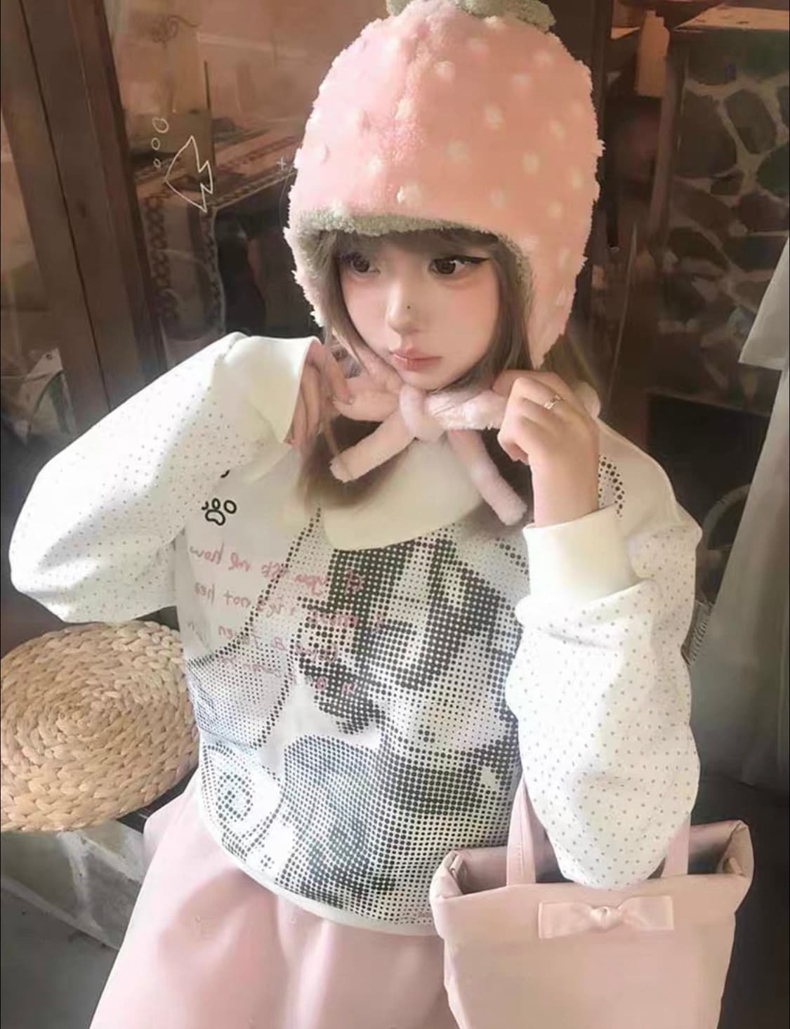 화이트 카라 긴팔 티셔츠 상품이미지1