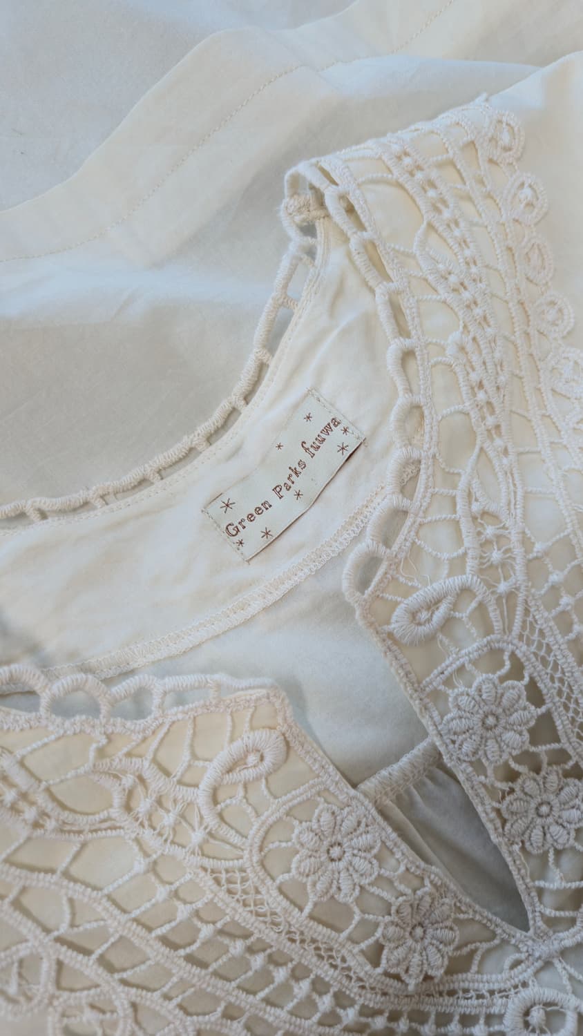 면 튜닉 원피스 아이보리 레이스 브이넥 크로셰 미니 dress 상품이미지5