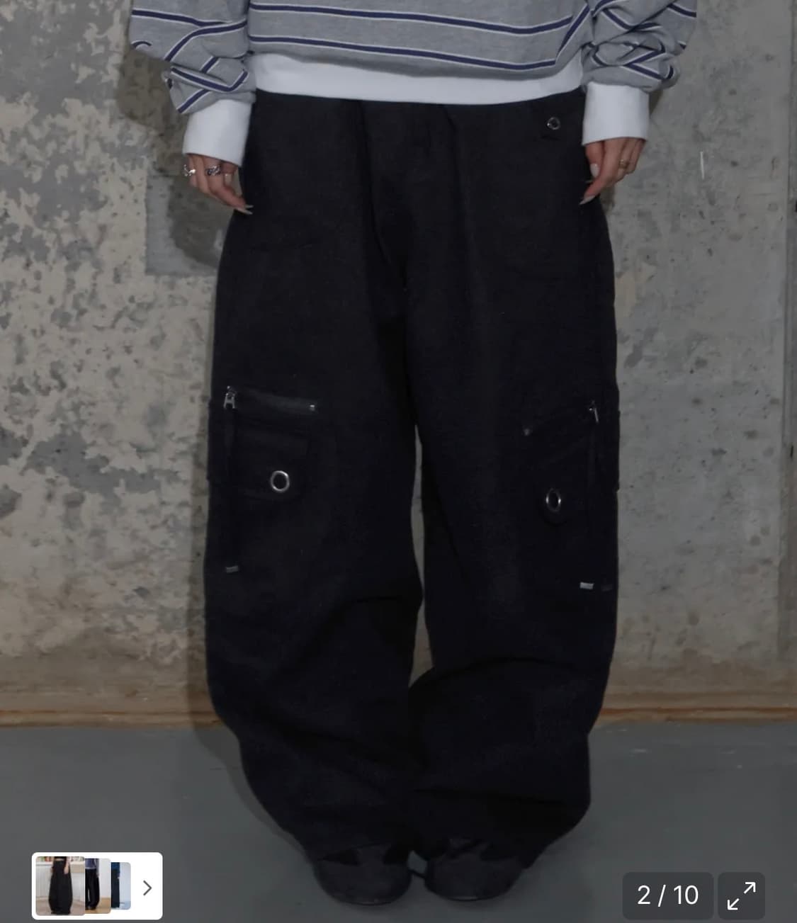 팬시클럽 크로스 포켓 카고팬츠 블랙 상품이미지2