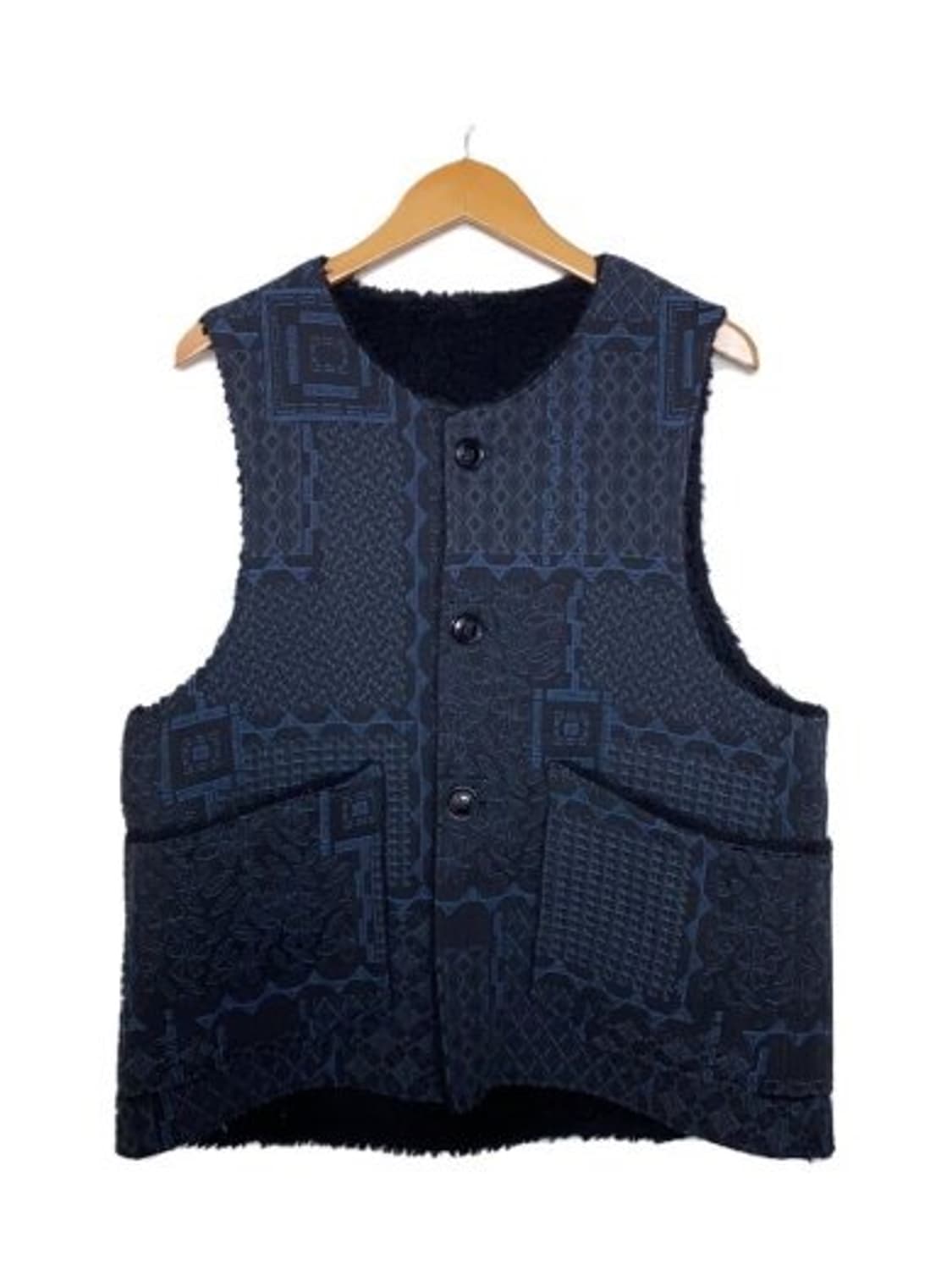 L)엔지니어드 가먼츠 자카드 오버 베스트 blk/blue 상품이미지1