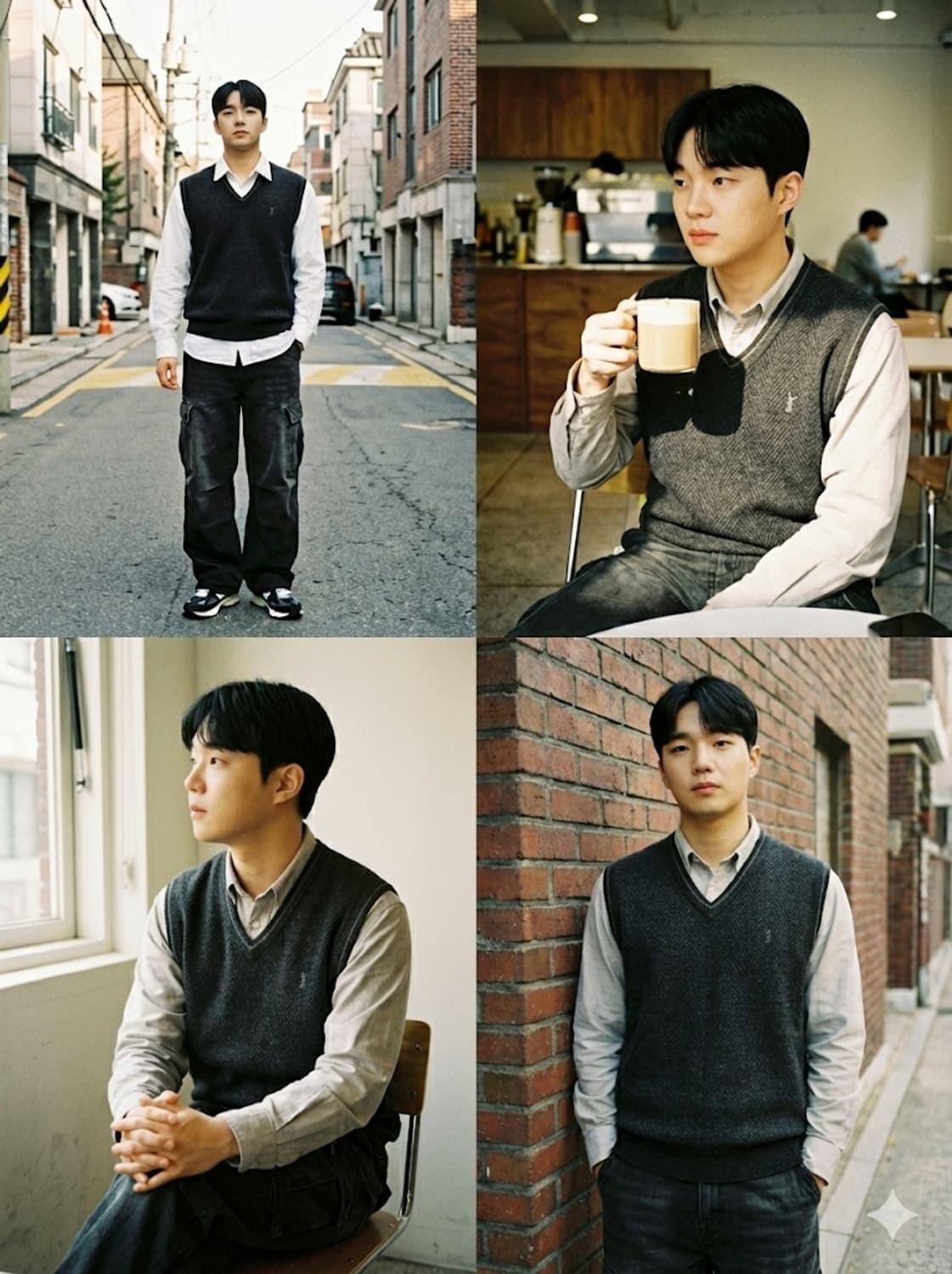 [입생로랑] 올드머니 감성 끝판왕 차콜 헤링본 니트 베스트 95 상품이미지2