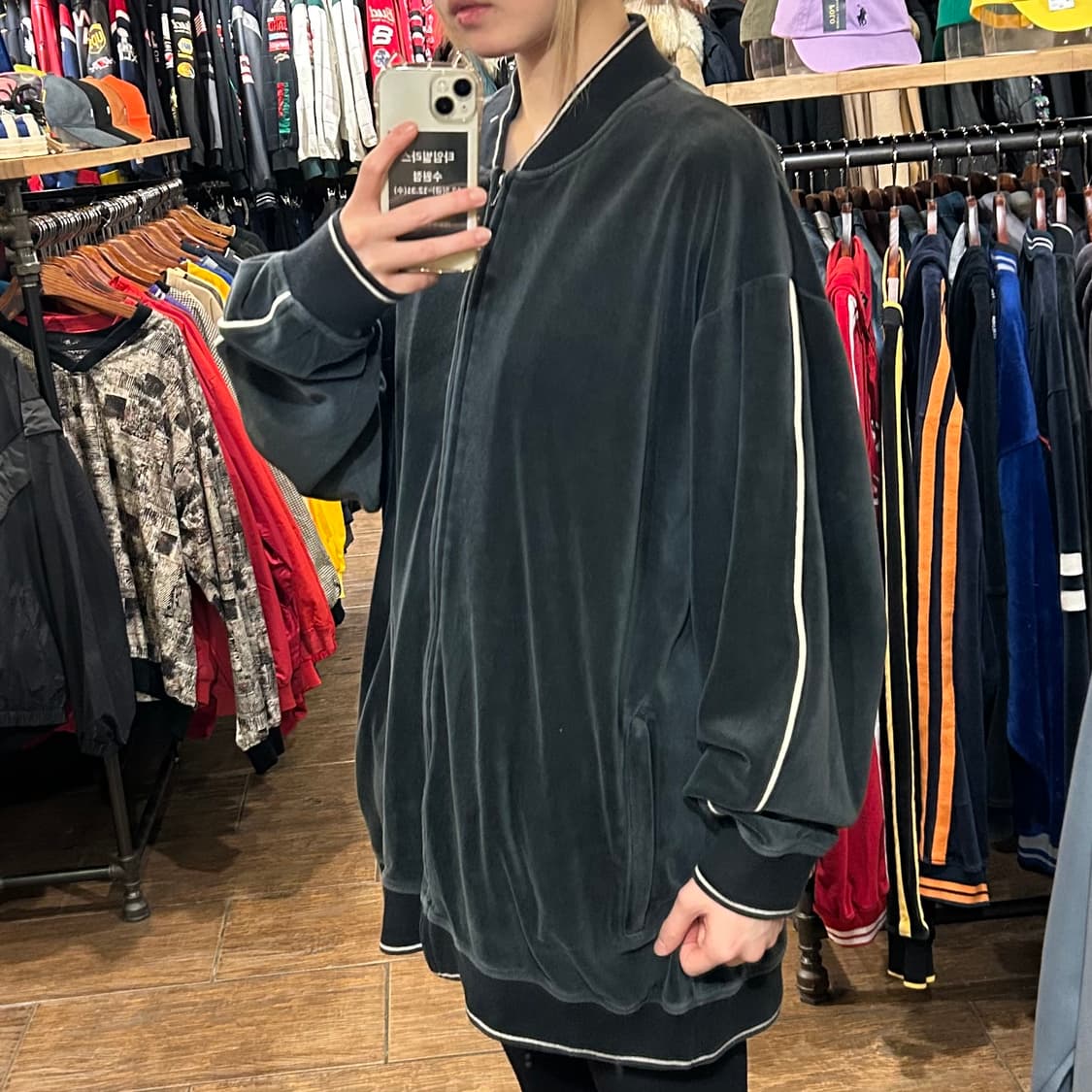 [HI] 팻 팜 벨벳 집업 차콜  상품이미지4