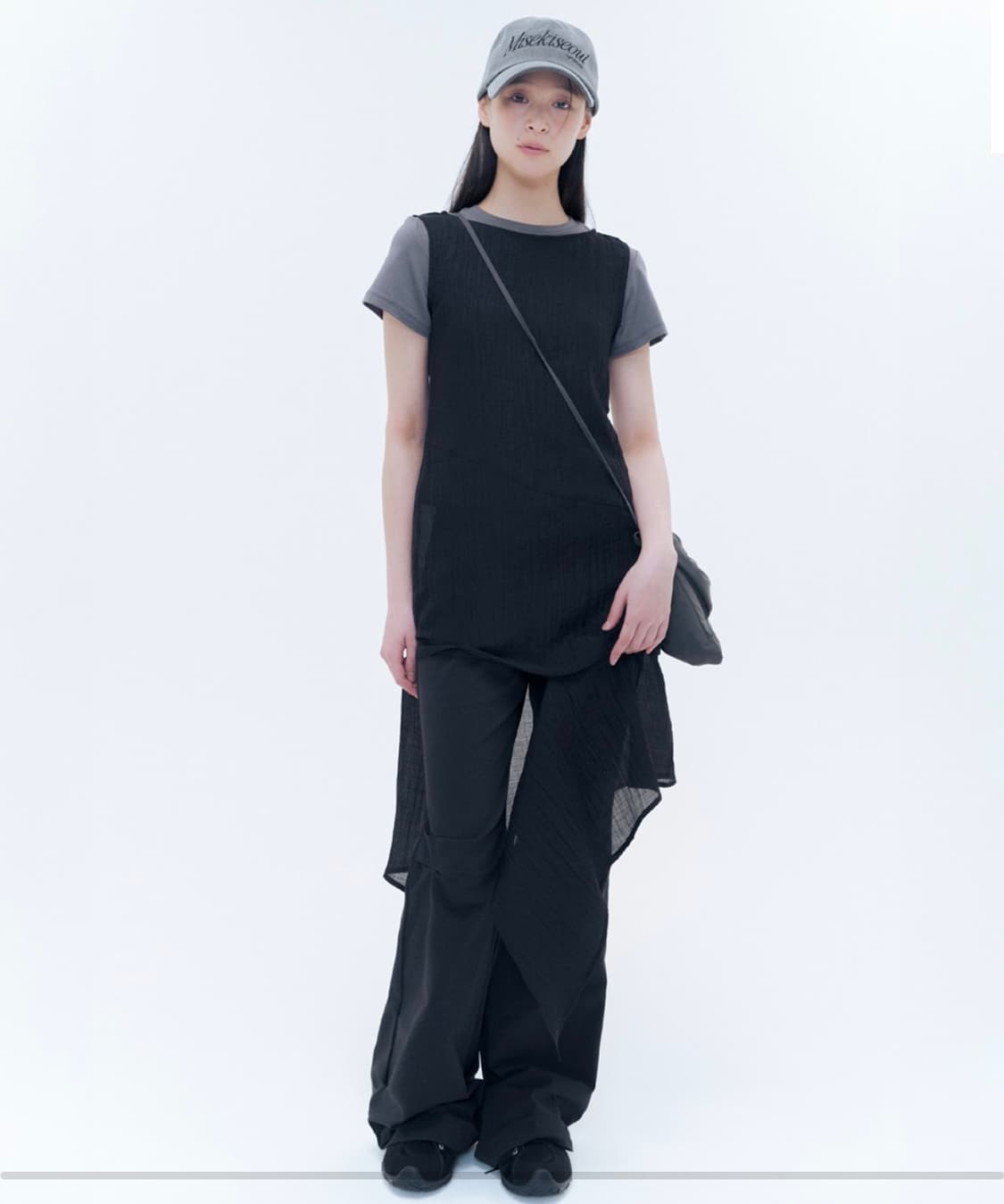 미세키서울 쉬어 슬리브리스 버튼 원피스 상품이미지1