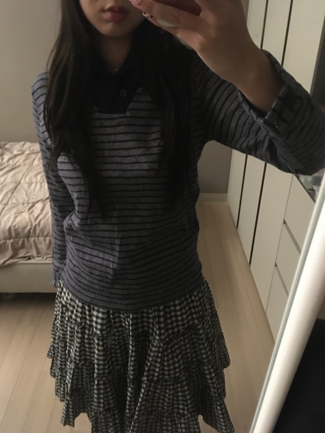 vtg 블루 스트라이프 넥버튼 롱슬리브 상품이미지1