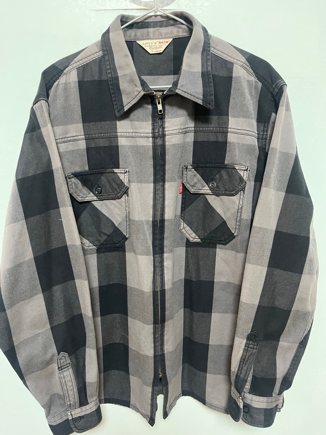 리바이스 레드탭 블랙 체크 셔츠 자켓 XL 상품이미지1