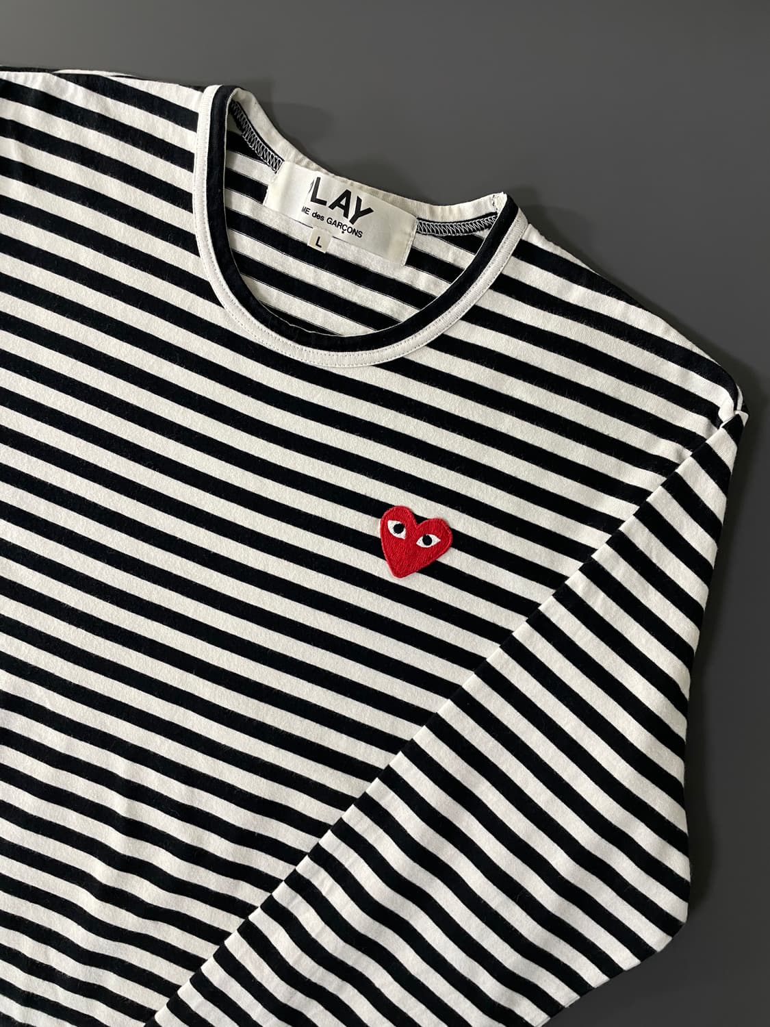 [L] 꼼데가르송 플레이 스트라이프 롱슬리브 긴팔티셔츠 상품이미지2