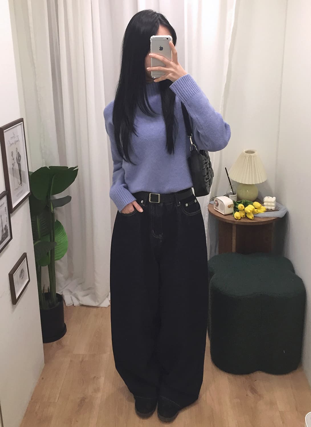 여성 유니클로 오버핏 반목니트 100 상품이미지1